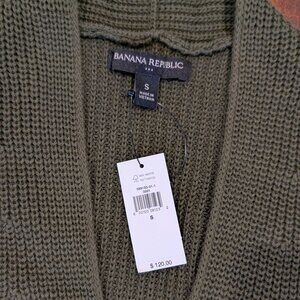 Banana Republic Open-Front Cotton Cardigan - Size Small - Olive Green NWT